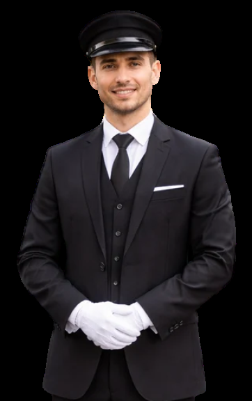 Professional uniformed chauffeur standing — Luxelimo chauffeur service London