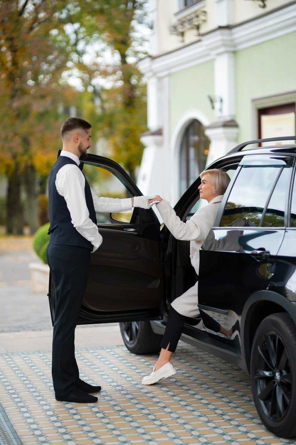 Brown's Hotel chauffeur service London — Luxelimo chauffeur-driven luxury car at Brown's Hotel, Mayfair
